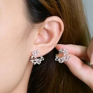 Elegant Moissanite S925 Sterling Silver Floral Earrings
